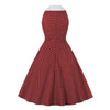 Weinrotes Vintage-Rockabilly-Kleid aus Baumwolle