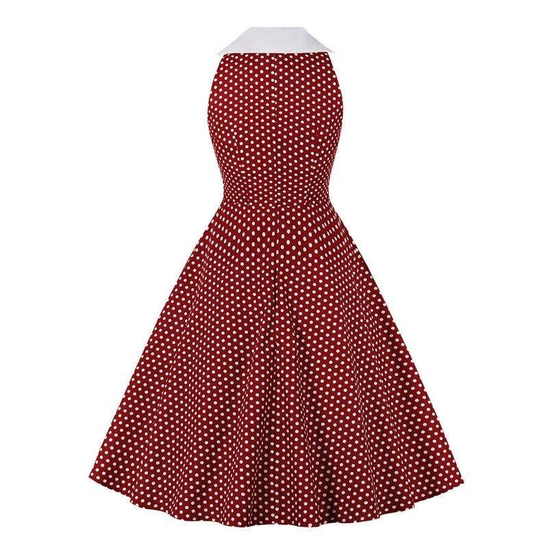 Weinrotes Vintage-Rockabilly-Kleid aus Baumwolle