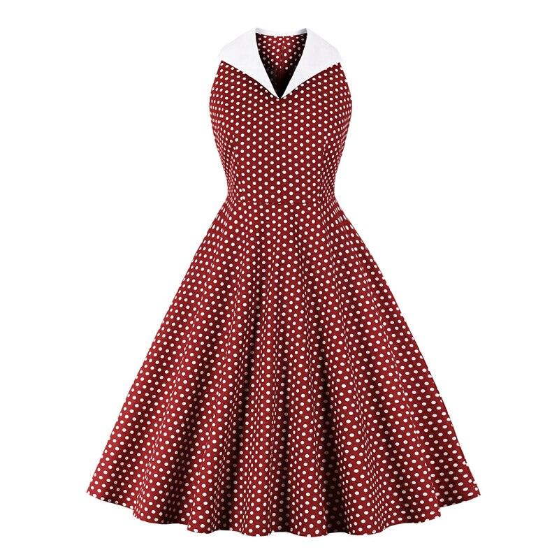 Weinrotes Vintage-Rockabilly-Kleid aus Baumwolle