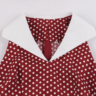 Weinrotes Vintage-Rockabilly-Kleid aus Baumwolle