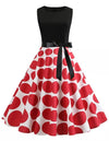 Vintage rotes und schwarzes Rockabilly-Kleid