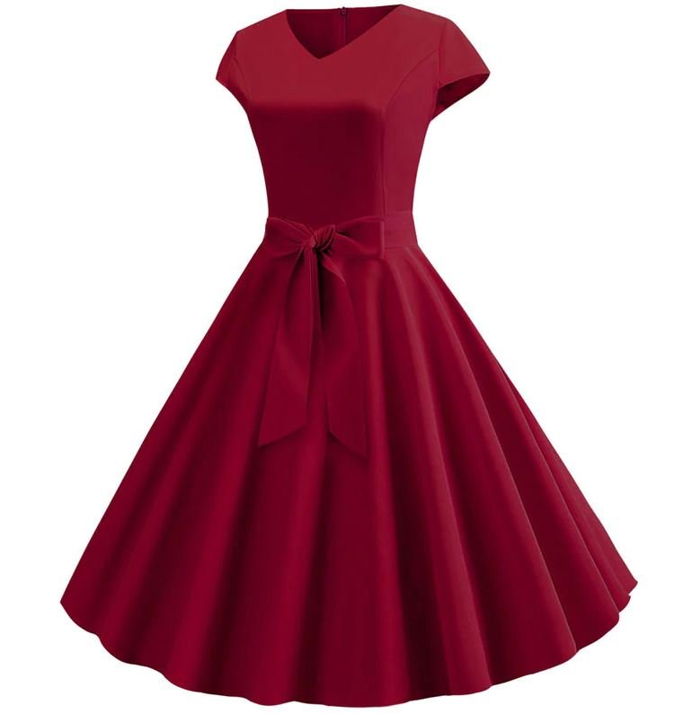 Burgunderrotes romantisches Vintage-Kleid