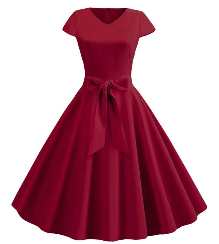 Burgunderrotes romantisches Vintage-Kleid