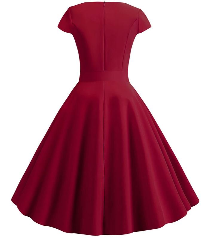 Burgunderrotes romantisches Vintage-Kleid