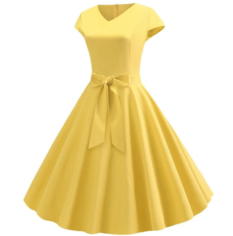 Gelbes romantisches Vintage-Kleid