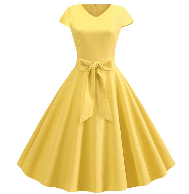 Gelbes romantisches Vintage-Kleid