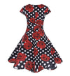 Schwarz-rotes romantisches Vintage-Kleid