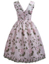 Rosa besticktes Vintage-Kleid