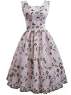 Rosa besticktes Vintage-Kleid