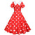 Rotes Vintage-Kleid mit weitem Ausschnitt und Polka Dots