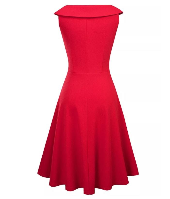 Rotes Vintage-Kleid mit Umlegekragen