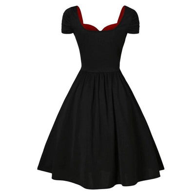 Vintage rotes und schwarzes Spitzenkleid