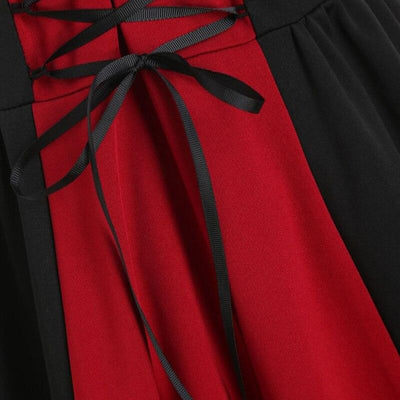 Vintage rotes und schwarzes Spitzenkleid