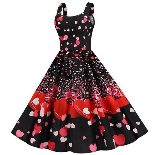 Valentinstag-Herzen-Vintage-Kleid