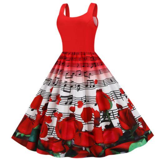 Vintage-Valentinstag-Rosen-Kleid