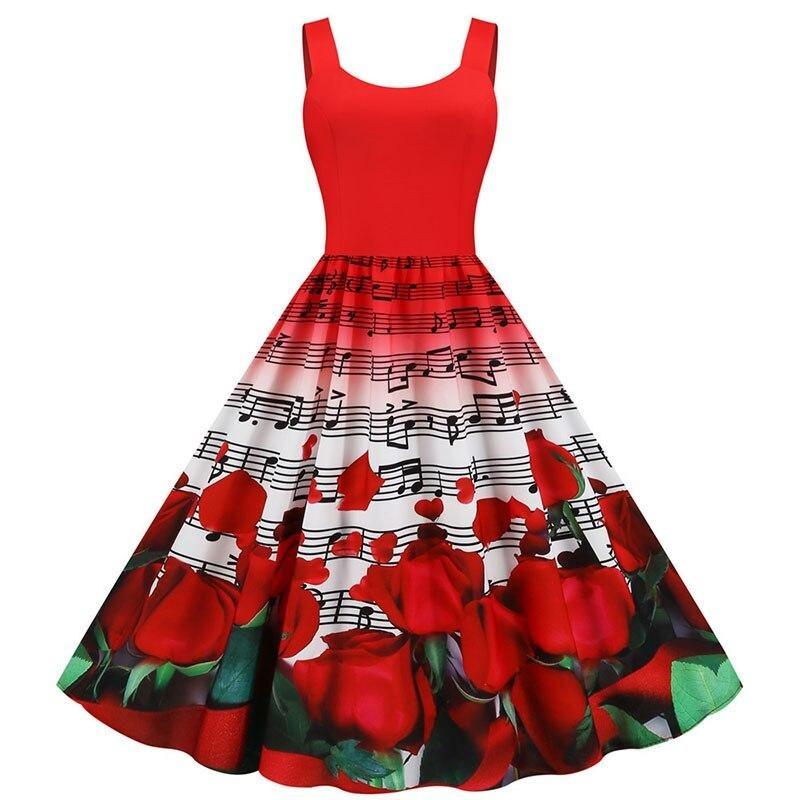 Vintage-Valentinstag-Rosen-Kleid