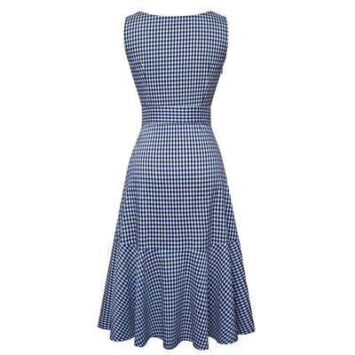 Blaues ärmelloses Vintage-Kleid