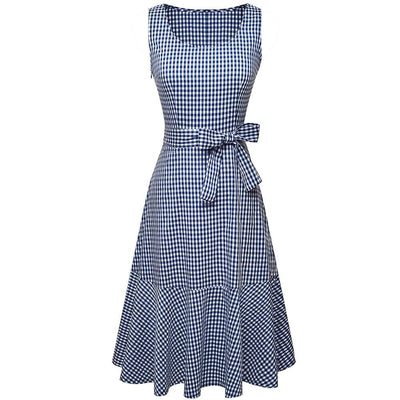 Blaues ärmelloses Vintage-Kleid