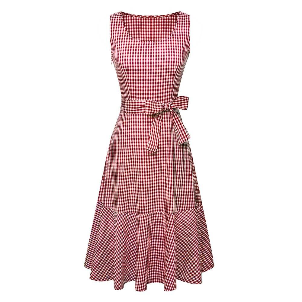 Rotes ärmelloses Vintage-Kleid