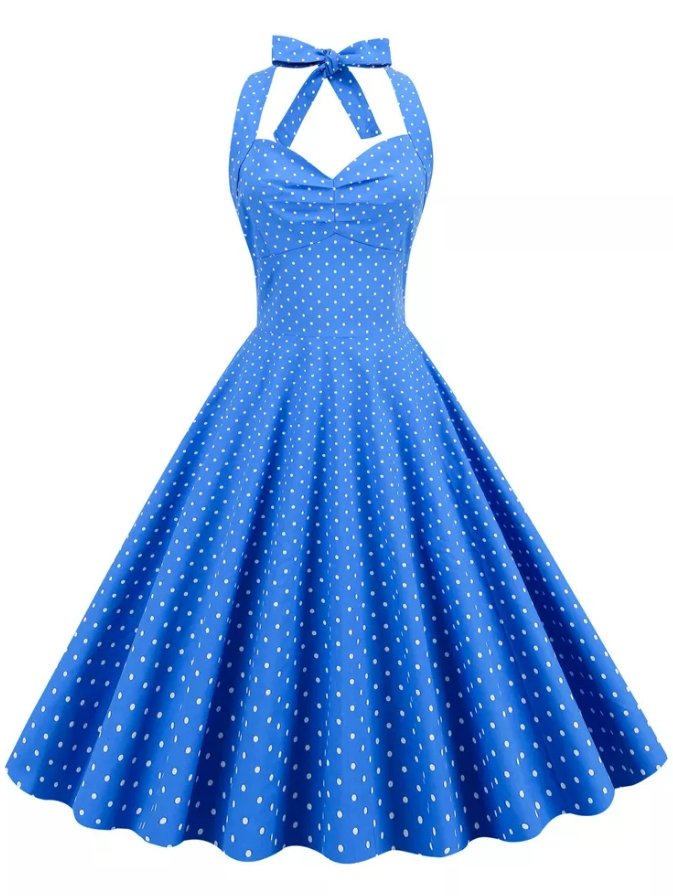 Blaues Vintage Sexy Pin-Up-Kleid