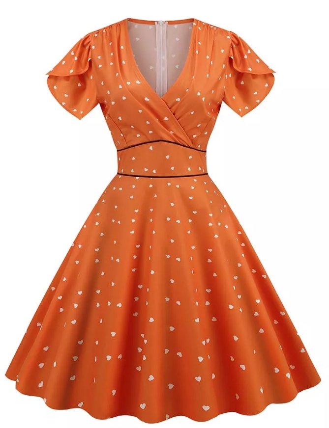 Sexy Pin-Up Orange Vintage Kleid