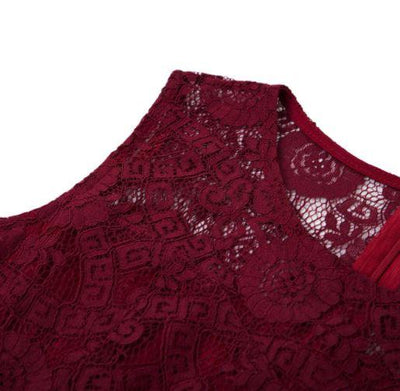 Burgunderrotes Vintage-Chic-Abendkleid