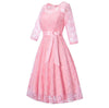 Vintage rosa Langarm-Abendkleid
