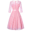 Vintage rosa Langarm-Abendkleid