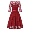 Rotes Vintage-Abendkleid mit langen Ärmeln