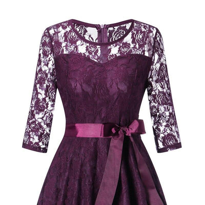Vintage lila Abendkleid mit langen Ärmeln