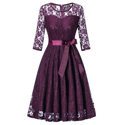 Vintage lila Abendkleid mit langen Ärmeln