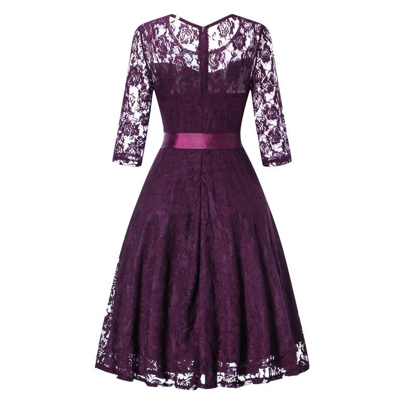 Vintage lila Abendkleid mit langen Ärmeln