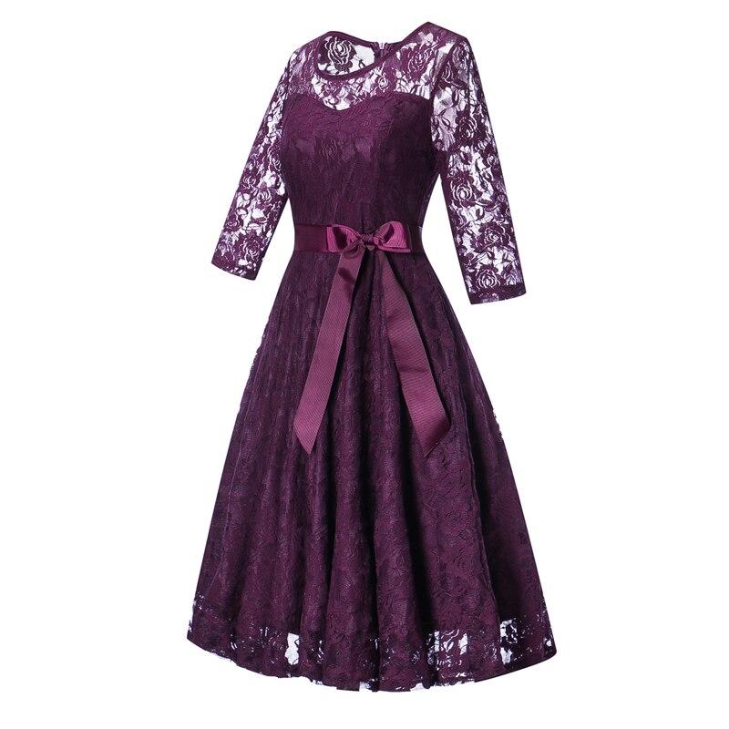 Vintage lila Abendkleid mit langen Ärmeln