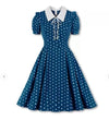 Blaues Vintage-Kleid mit hoher Taille