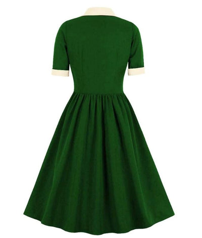 Grünes Vintage-Kleid mit hoher Taille