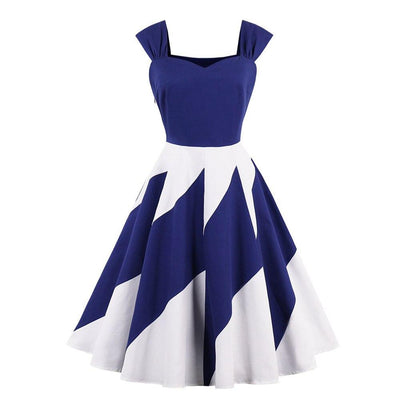 Vintage-Kleid mit schmaler Taille in Blau