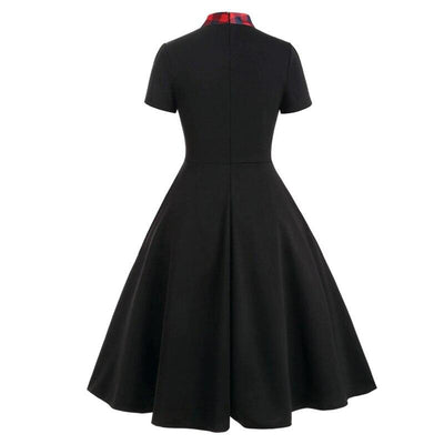 Schwarzes Tartan-Vintage-Kleid