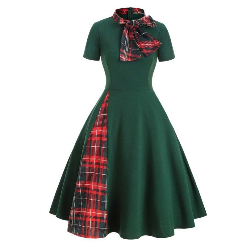 Grünes Tartan-Vintage-Kleid