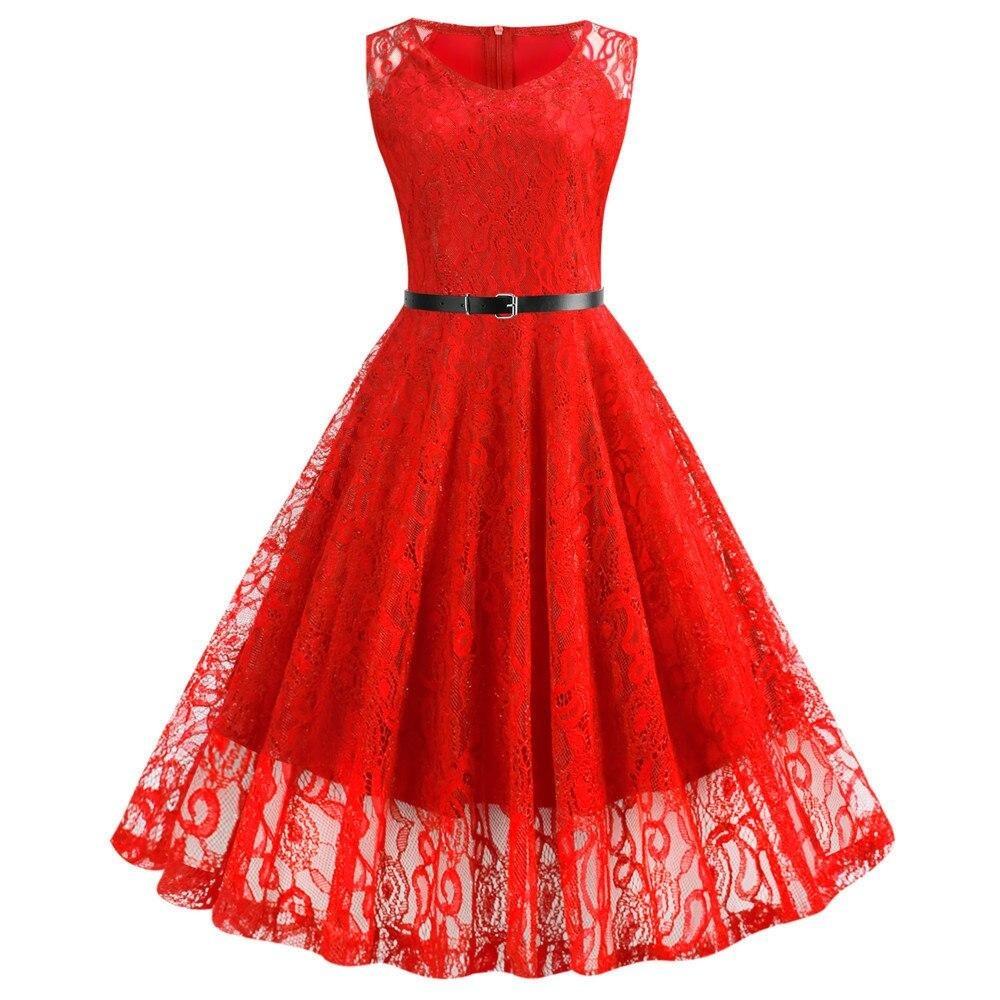 Rotes Trapez-Vintage-Kleid