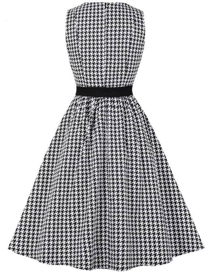 Vintage schwarz-weißes Gingham-Kleid