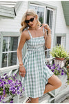 Grünes Gingham-Vintage-Kleid