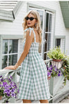 Grünes Gingham-Vintage-Kleid