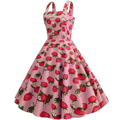 Vintage 1950 Erdbeerrosa Kleid