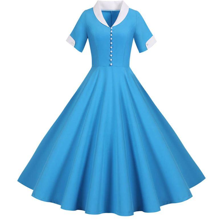 Vintage 50er Jahre Kleid Himmelblau