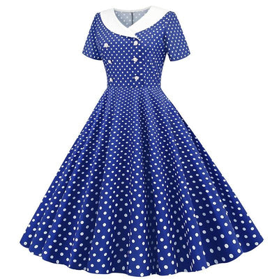 Glamouröses blaues Kleid im Stil der 50er Jahre