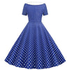 Glamouröses blaues Kleid im Stil der 50er Jahre