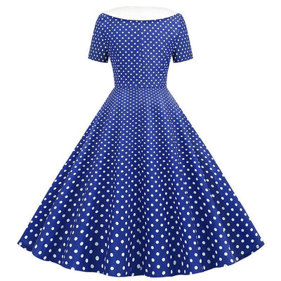 Glamouröses blaues Kleid im Stil der 50er Jahre