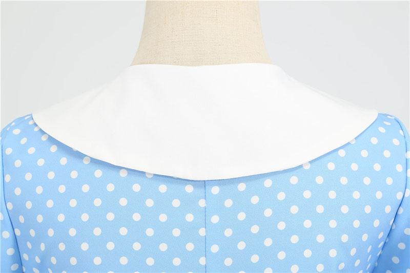 50er Jahre Himmelblaues Polka Dot Kleid