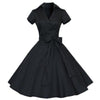 Schlichtes schwarzes Vintage-Kleid aus den 1950er Jahren