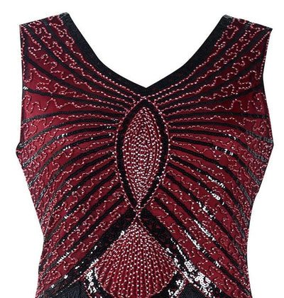 Vintage 1920er Jahre Art Deco Burgunder Kleid